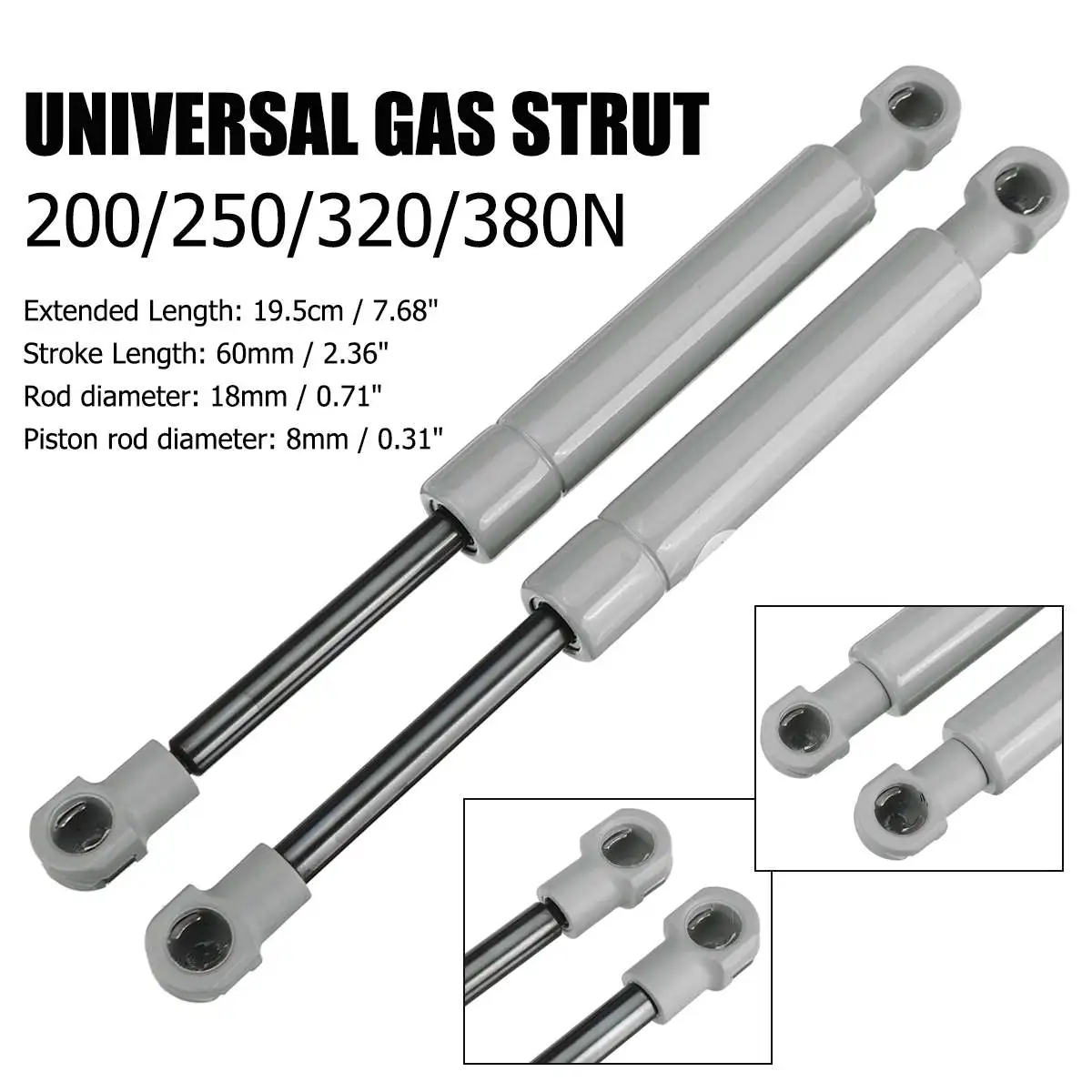 

2pcs 195mm 200-380N 8mm Car Gas Strut Bars Gas Spring Hood Support Rod Shock Lift for RV Bed Window Bus Caravans