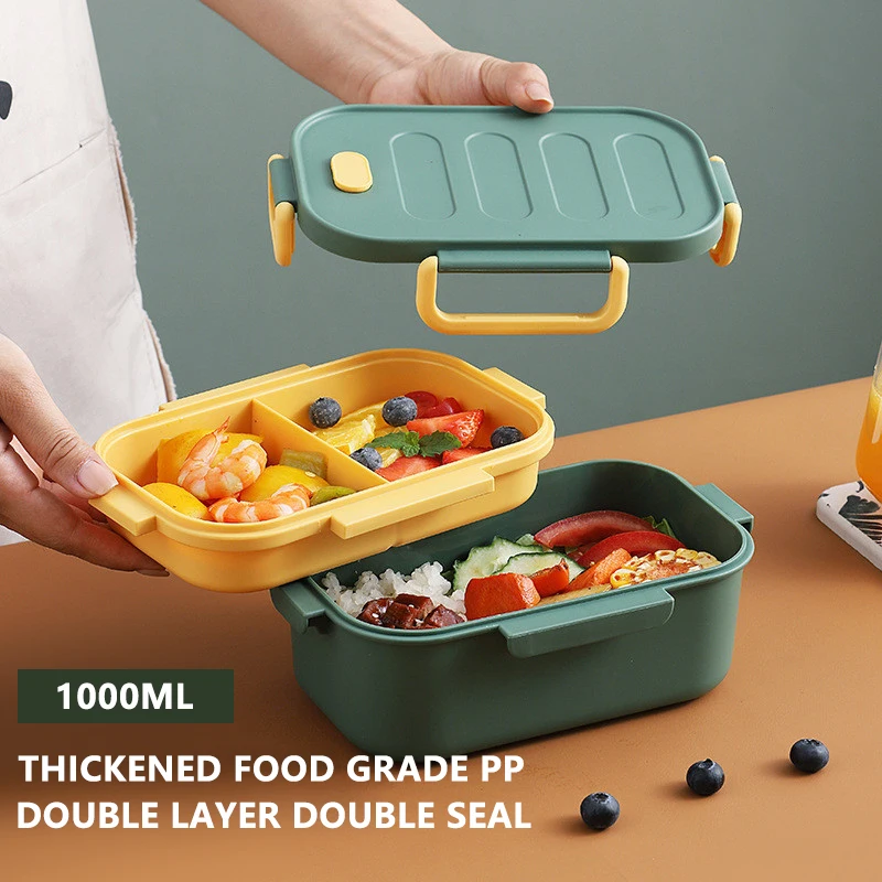 

Portable Lunch Box Kids School Office Microwave Plastic Bento Boxes with Compartments Leak-Proof Salad Fruit Food Container Box