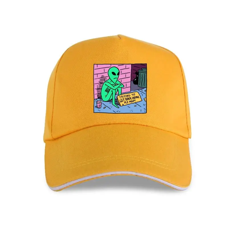 

new cap hat Hillbilly 2021 Funny Cotton Print Casual Yellow Alien Trying To Get Home Pls Help Kawaii Baseball Cap Graphic T Sh