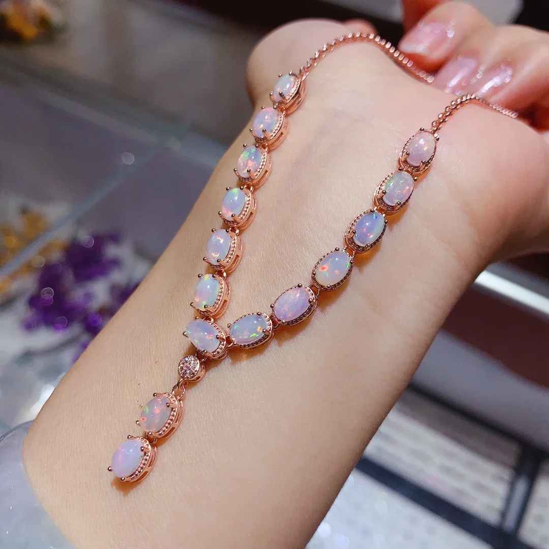 Женский кулон из серебра 925 пробы с натуральным опалом