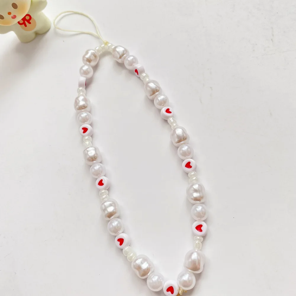 

Fashion Acrylic Simulation Pearl Heart Beaded Bracelet Delicate Lanyard Creative Gift For Female Charming Jewelry Accessories
