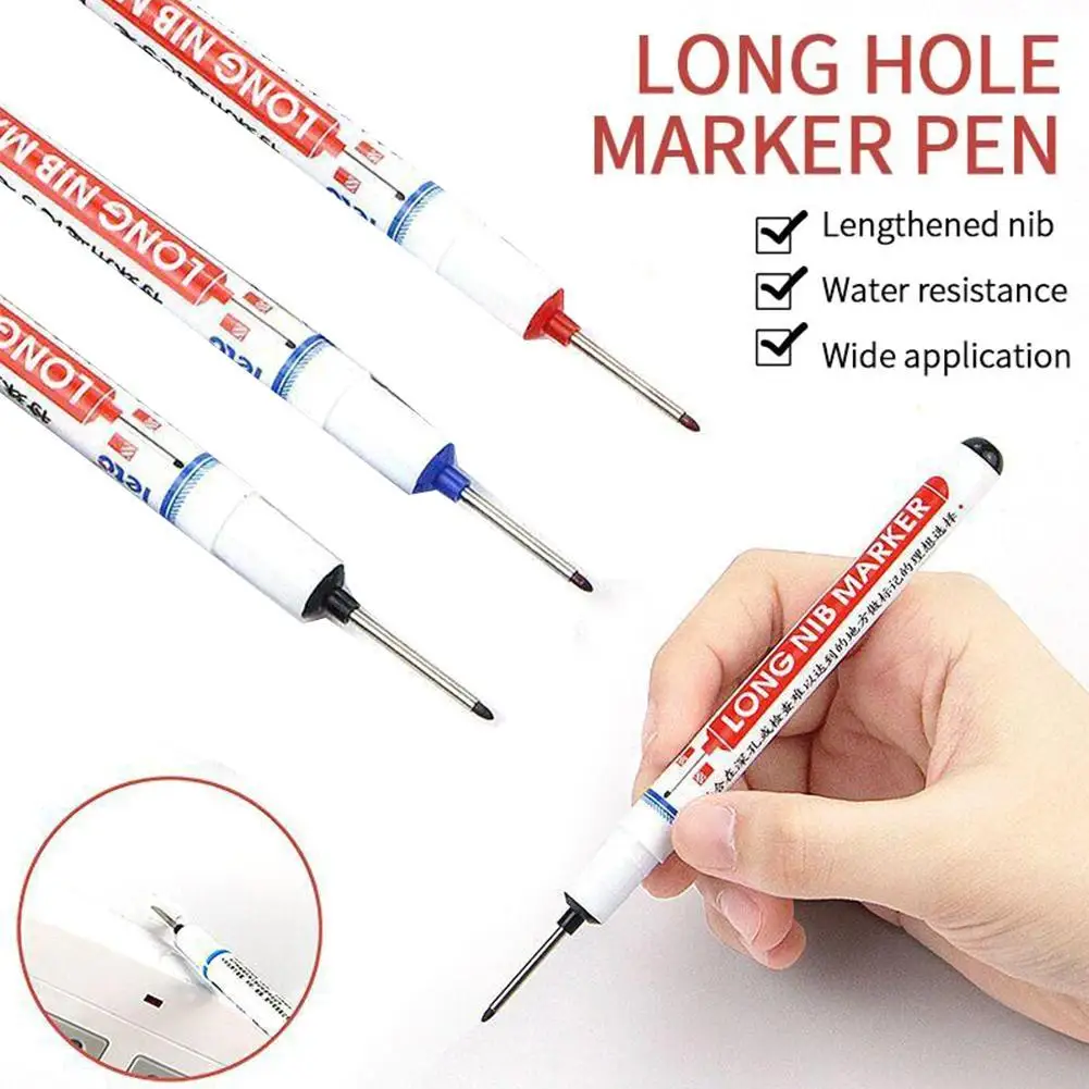 

Long Tip Marker Pen Decoration Drawing Deep Head Hole Nib Carpenter Multi-purpose Paiting Bathroom Woodworking Markers Pen