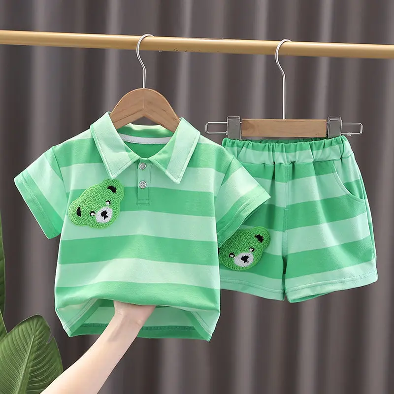 

Kids Clothes Summer Children Boy Girls Strips T Shirt Shorts 2Pcs/Set Baby Toddler Clothing Infant Sportswear 1 2 3 4 5 6 YEAR