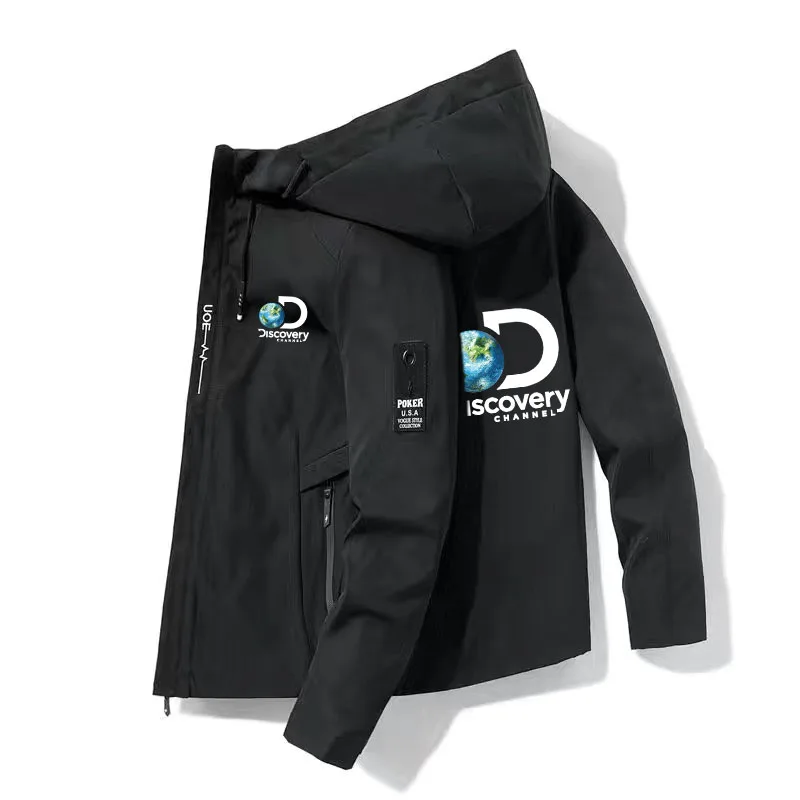

Discovery Print Men's Sports Jacket Hoodie Fall Winter Fashion New Casual Windproof Cycling Windbreaker Zip Jacket Top Size S-3X