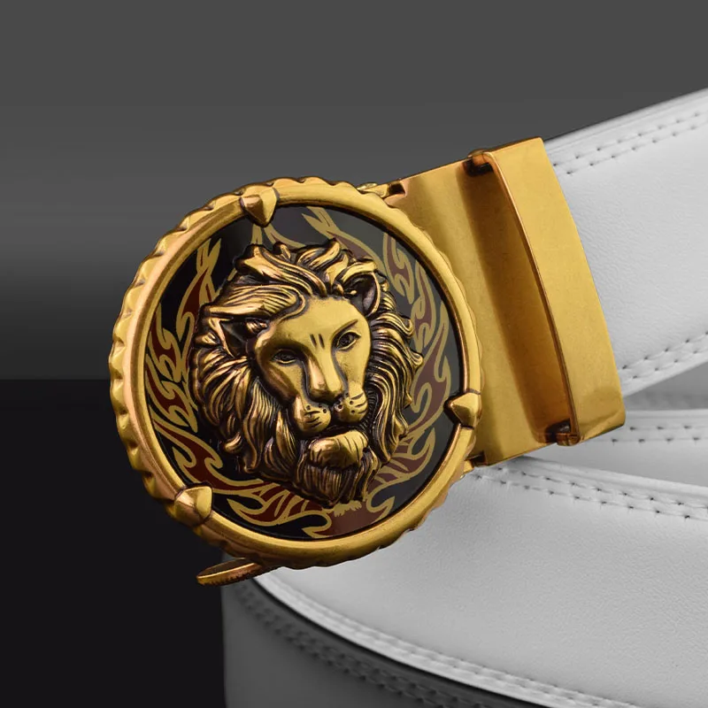 Luxury Lion Buckle Belt Leather Premium Fashion Designer Leather Fashion Belt Men's Wide Business Belt Ceinture Homme