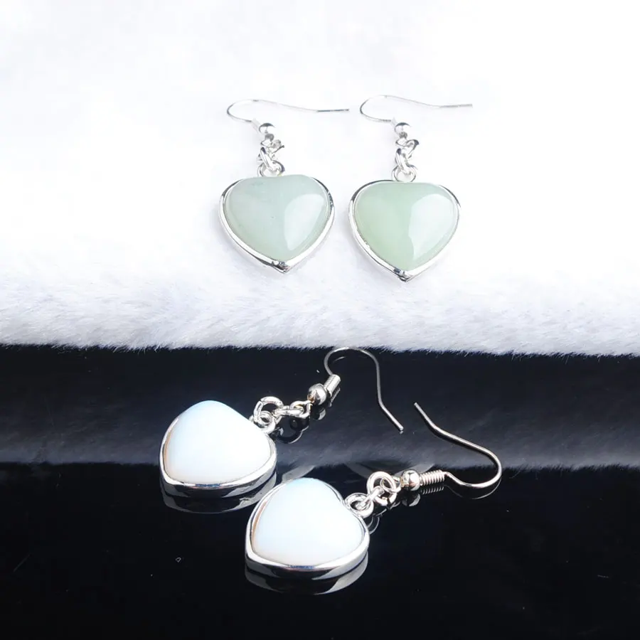 Висячие серьги из натурального камня серьги-капли в форме сердца с розовым