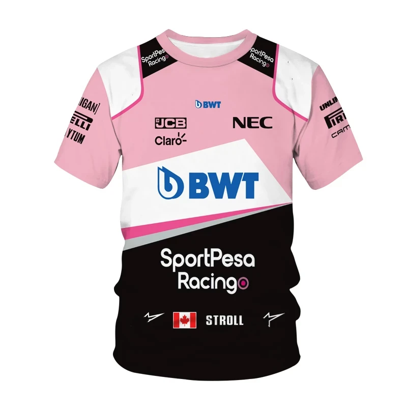 

2022 New Hot Selling F1 Force India Team Race Point Short-Sleeved Men's/Women's Racing Audience Pink Casual Large Size T-Shirt