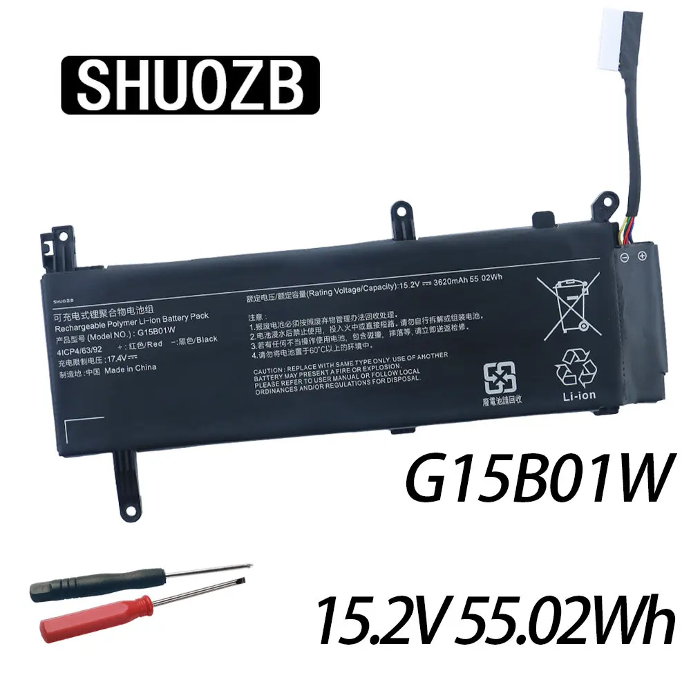 

SHUOZB 15.2V 55.02Wh G15B01W Laptop Battery For Xiaomi Gaming Laptop 15.6'' i5 7300HQ GTX1050 GTX1060 1050Ti/1060 171502-A1 AK