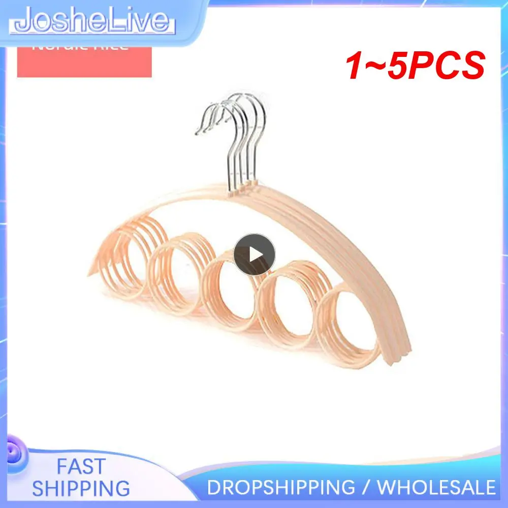 

1 ~ 5 шт. вешалка для шарфов с пятью отверстиями дизайн с пятью кольцами изгиб по желанию круглая креативная вешалка портативная вешалка для хранения ремня предотвращает ржавчину