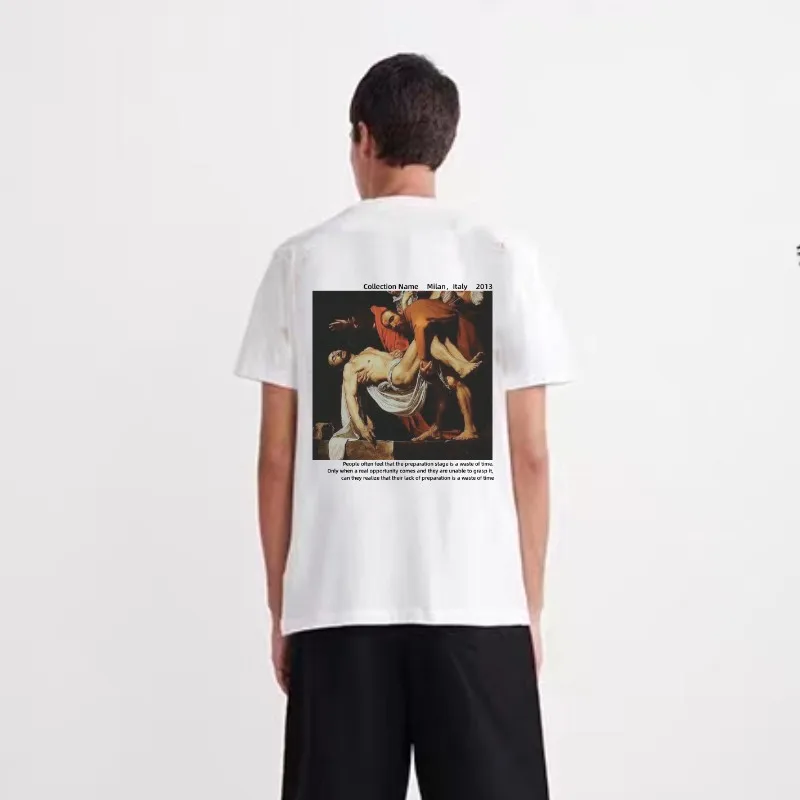 

2023 Loose Mens T-shirts Luxury Unisex Vintage Oil Printing Tee Tops Casual Street Wear Lovers Short-sleeve Tees Brand Summer