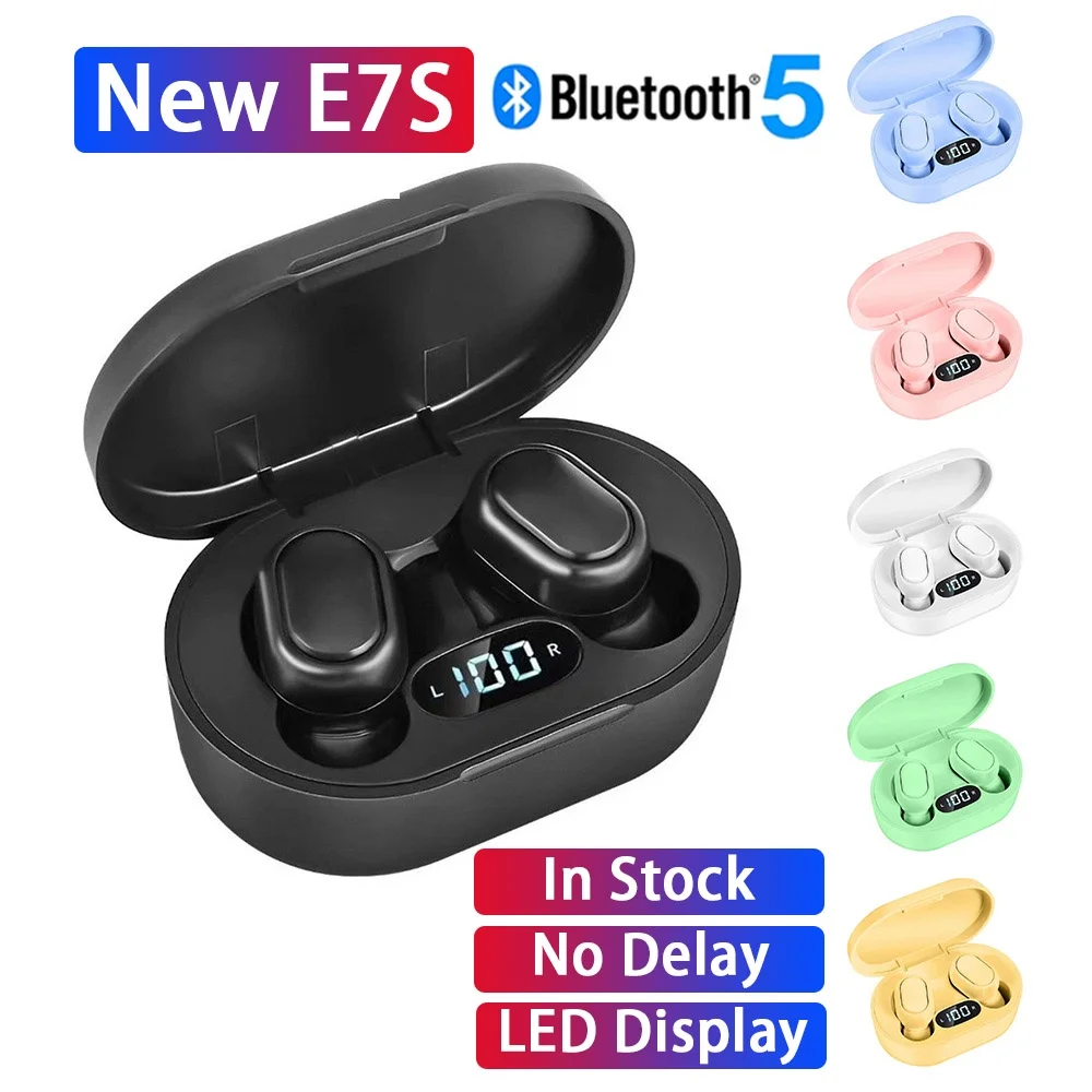 

Беспроводные наушники E7S, Bluetooth-наушники с управлением, спортивная водонепроницаемая гарнитура с микрофоном, музыка, TWS наушники, работают на всех смартфонах