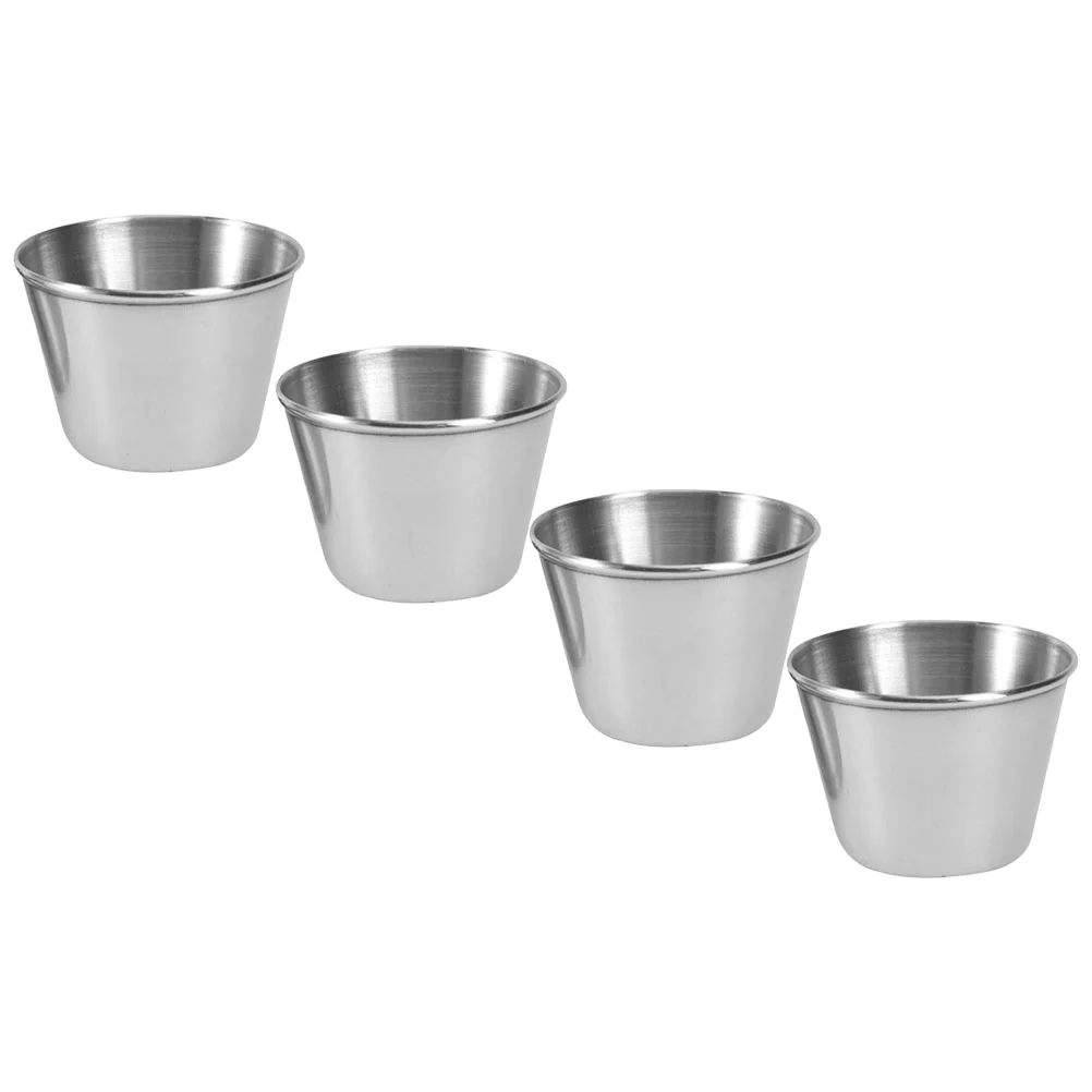 

Sauce Dish Dipping Cup Bowls Stainless Dip Dressing Salad Plate Mini Moulds Pudding Portion Steel Wasabi Tasting Metal Holder