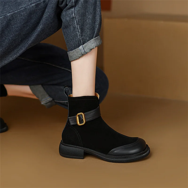 New Women Boots Chelsea Boots Suede Ankle Platform Autumn Winter Chunky Ladies Casual Shoes Fashion Gladiator Modern Boots Mujer