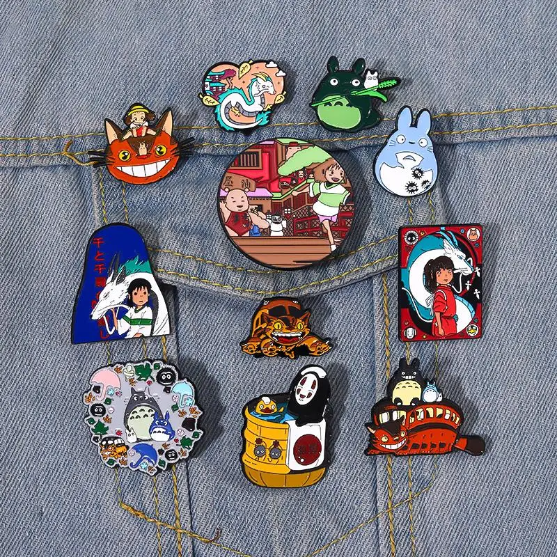 

Chihiro Haku Enamel Pins Custom Cat Bus No Face Man Dragon Brooches Classic Lapel Badges Cartoon Jewelry Gift for Kids Friends