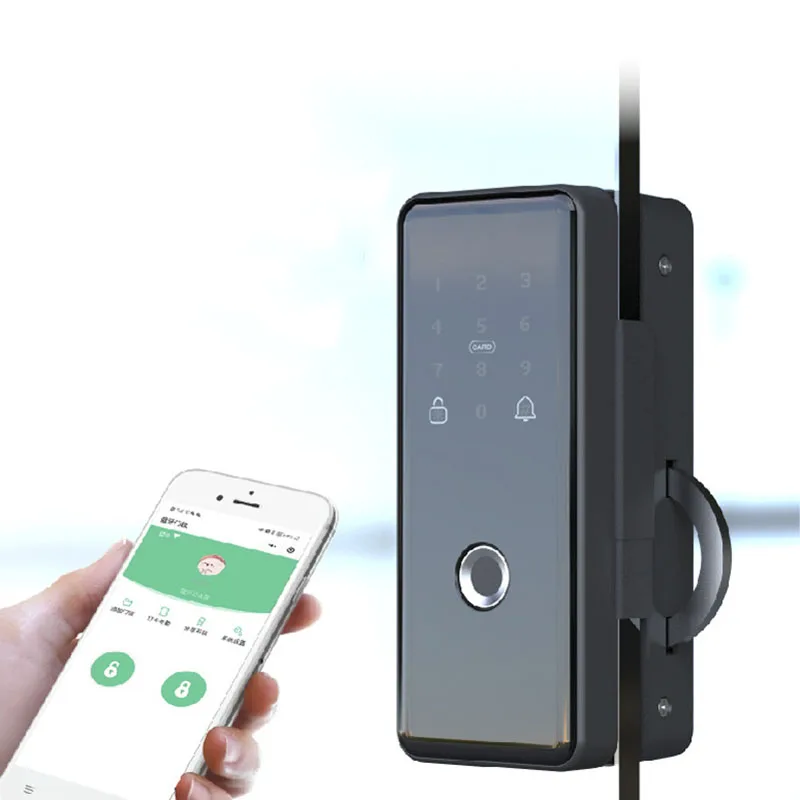 

Изогнутый смарт-замок с крючком для раздвижной стеклянной двери, электронный замок со сканером отпечатков пальцев, Дополнительный Bluetooth ttlock Tuya, смарт-замок с Wi-Fi