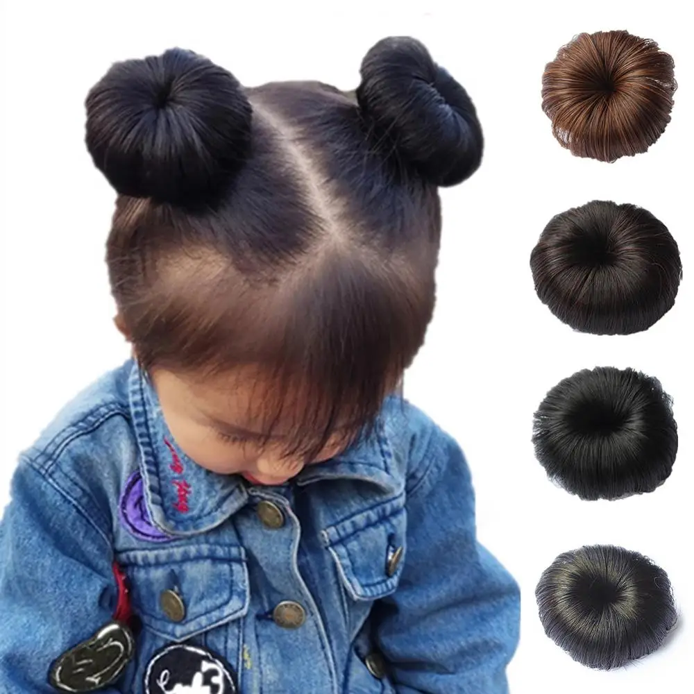 

Wig Wavy Curly Hairpiece Hair Bun Extension Kids Girls Messy Donut Chignons