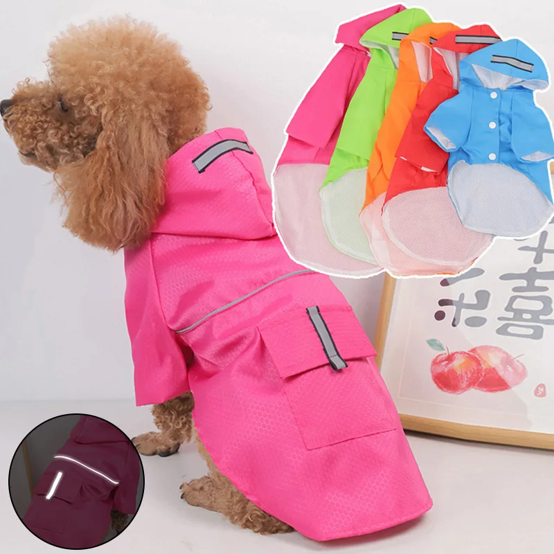 

Pet Dog Waterproof Raincoat Small Large Dogs Reflective Rain Coat Waterproof Jacket Dog Puppy Outdoor Clothes Breathable