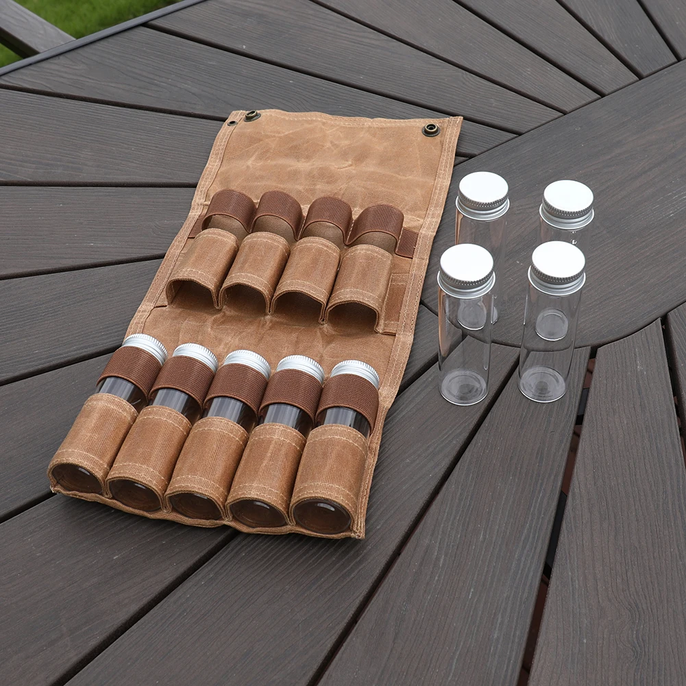 

Canvas Spice Bottle Bags Set Portable Outdoor Camping Picnic Seasoning Bottles Storage Bag Condiment Jar Cruet Holder