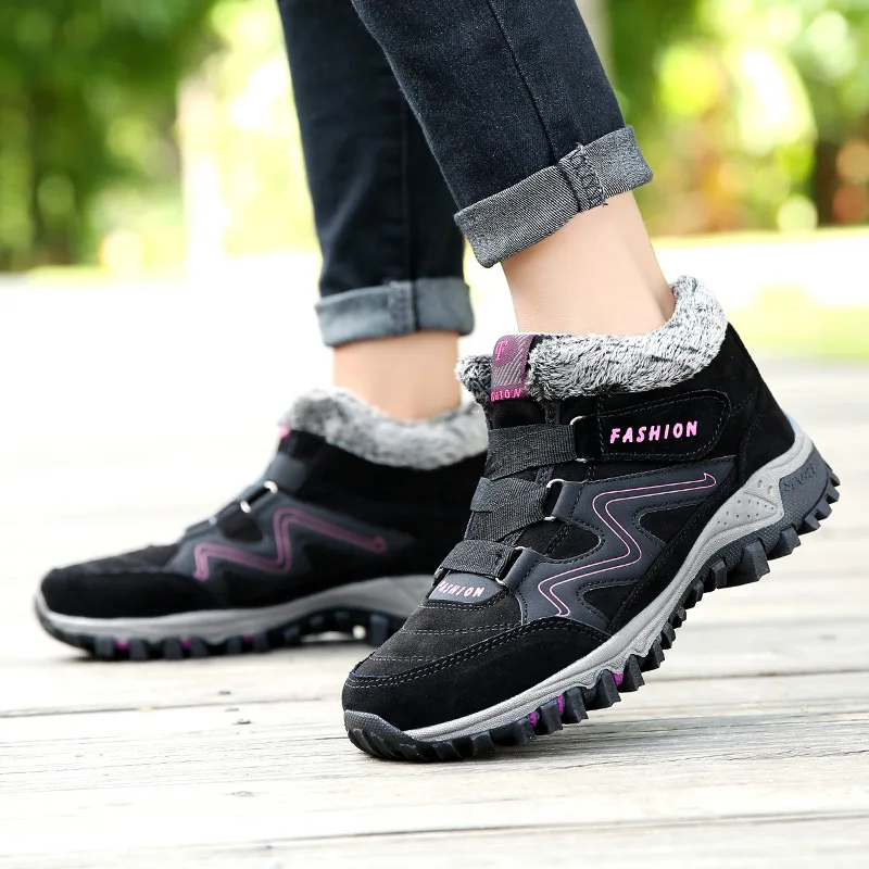Winter Sneakers Warm Hiking Shoes Men Women Hoop Loop Cozy Shoes Anti-slip  Couple Walking Shoes Size 35-45