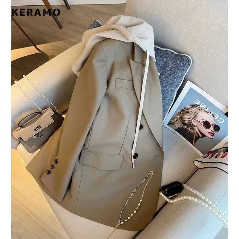 Женское винтажное Свободное пальто в стиле ретро офисное с отложным воротником и