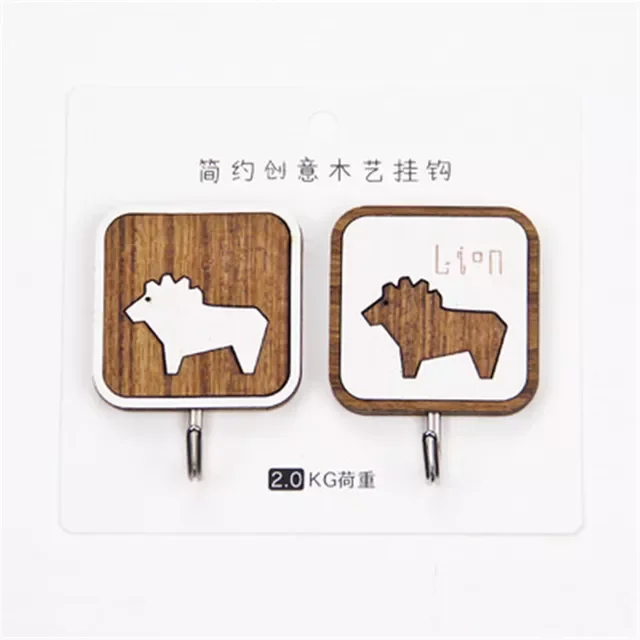 

2022New Wall Hook Decoration Wooden Door Hooks Fridge Kitchen Room Decor Refrigerator Wood Hooks 3D Sticker Kids Room Adornment