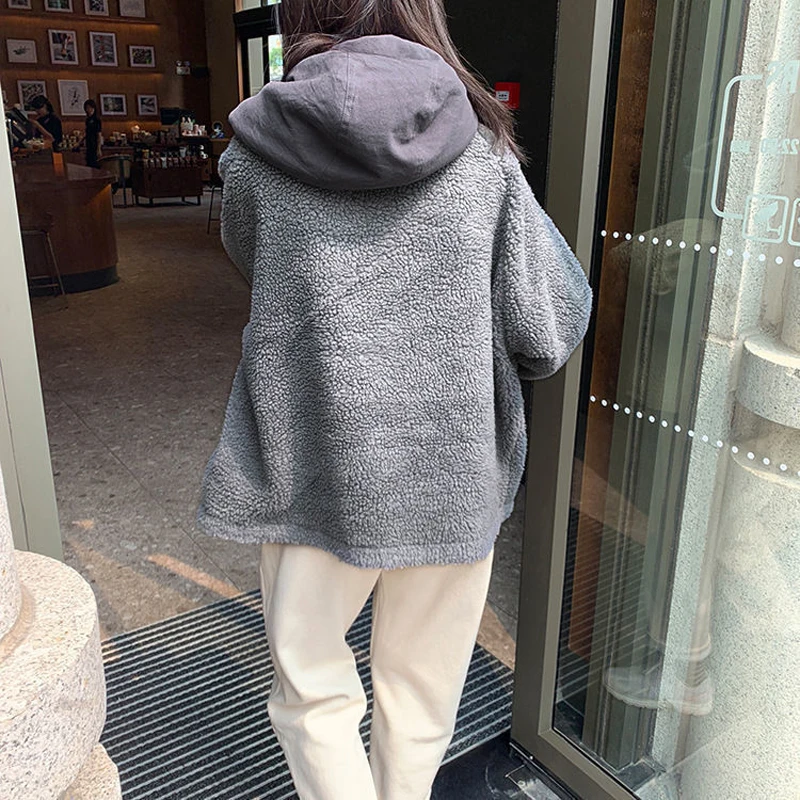 Thicker Soft Woolen Parkas Coat Women Autumn Winter Fashion Hooded Double-side Female Clothing Long Sleeve Tops Woman Outwear