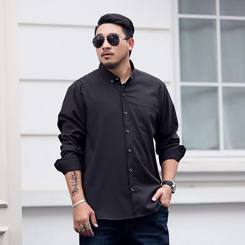 

Large men's long sleeved shirt men's casual loose multicolored versatile plus fat long sleeved shirt men's fat Plus size Shirts