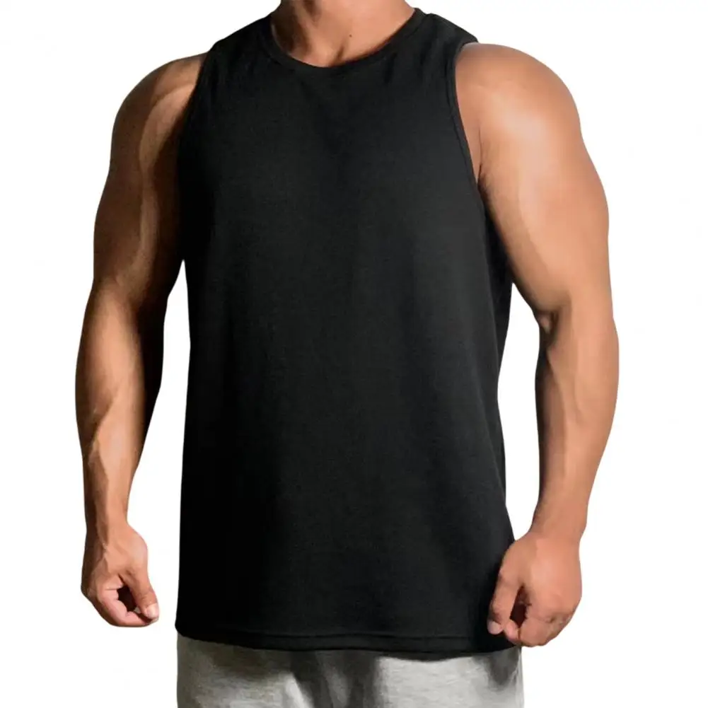 

Summer Men Vest Solid Color O-Neck Sleeveless T-shirt Vest Loose Off Shoulder Bodybuilding Waistcoat Men Clothing 2022