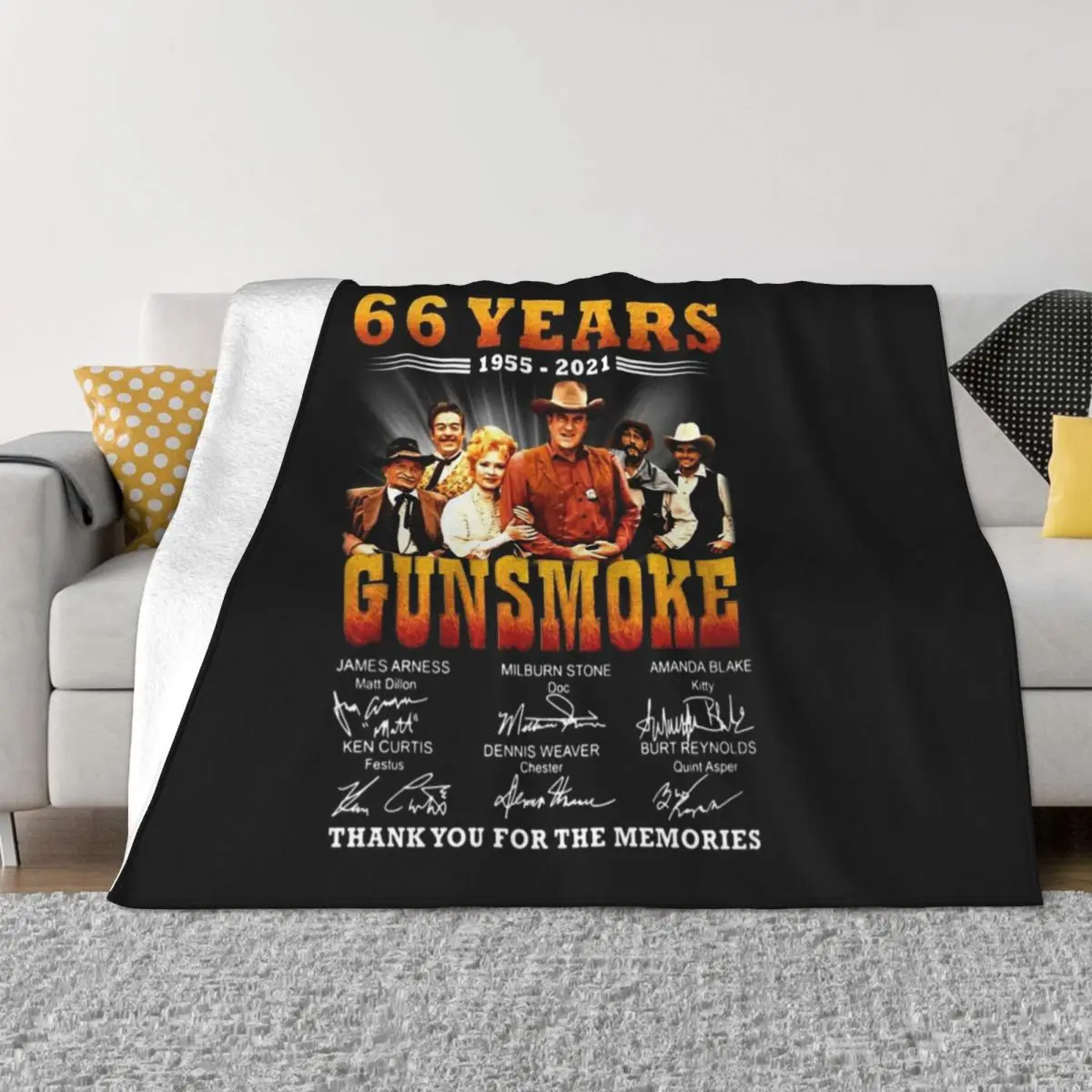 66 лет 1955-2021 милый плед Gunsmoke для путешествий