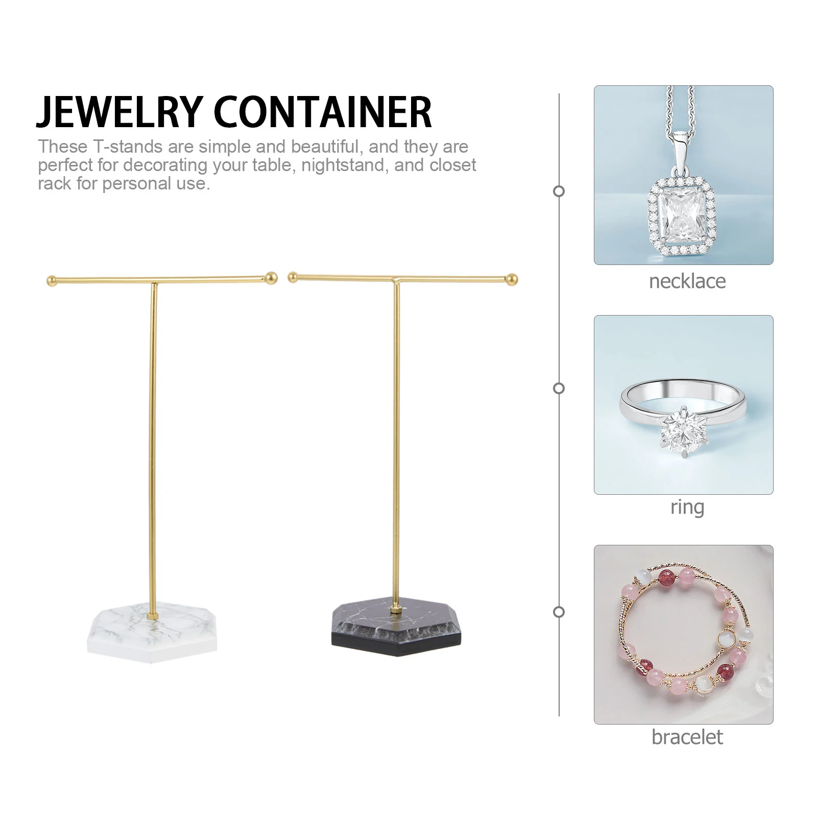 Jewelry Earring Holder Stand T Organizer Necklace Rack Display Bar Stands Metal Hanging Simple Dangle Holders Retailshape