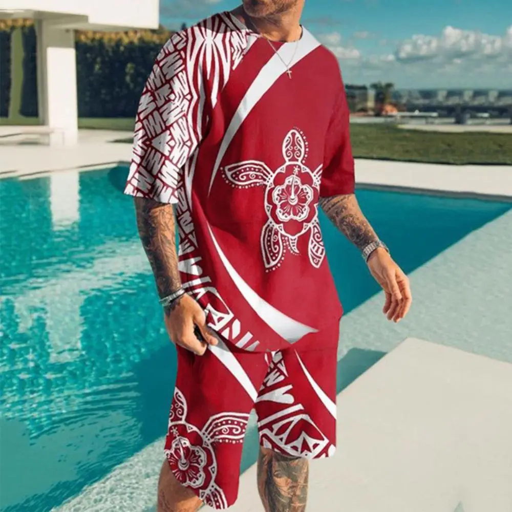 3D Printed Men Clothes Plus Size T-shirt Suits Colorful Graphic Round Neck Ropa Fashion Designer Short Sleeve 2 Pieces Summer