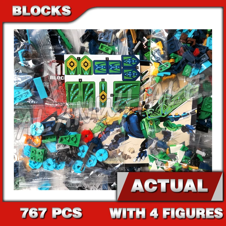 

767pcs Shinobi Lloyd Legendary Dragon Highly Posable Green Dino Viper Flyer 82204 Building Block Sets Compatible With Model