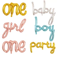 rose gold silver ligature one baby boy girl letter foil balloons kids 1st birthday party decor baby shower decoration balloon