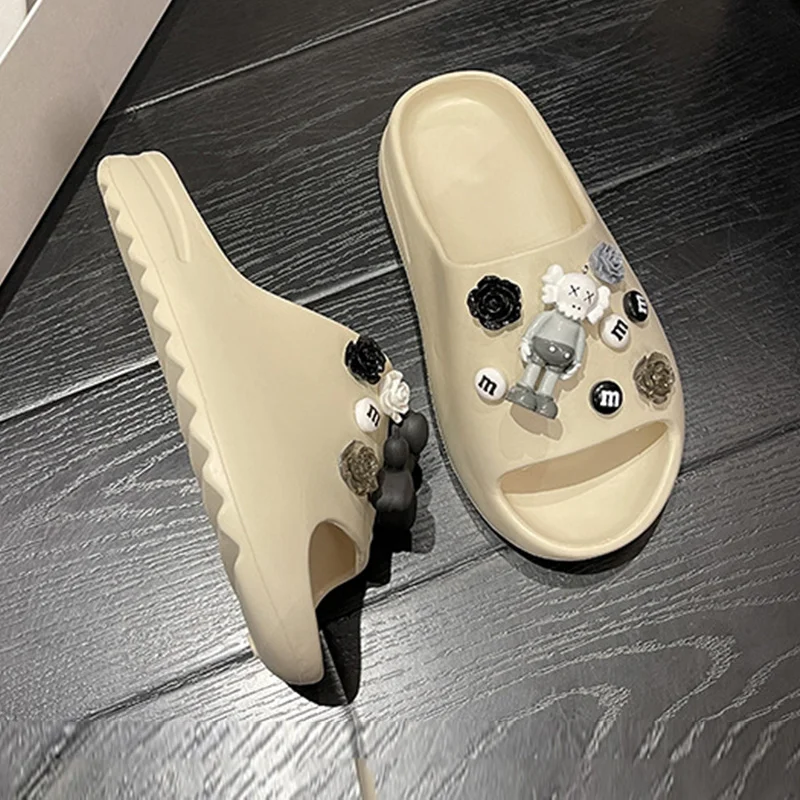 

Сланцы женские на платформе, Пляжная нескользящая подошва, на пуговицах, летняя пляжная подушка, модные тапочки «сделай сам», 2022