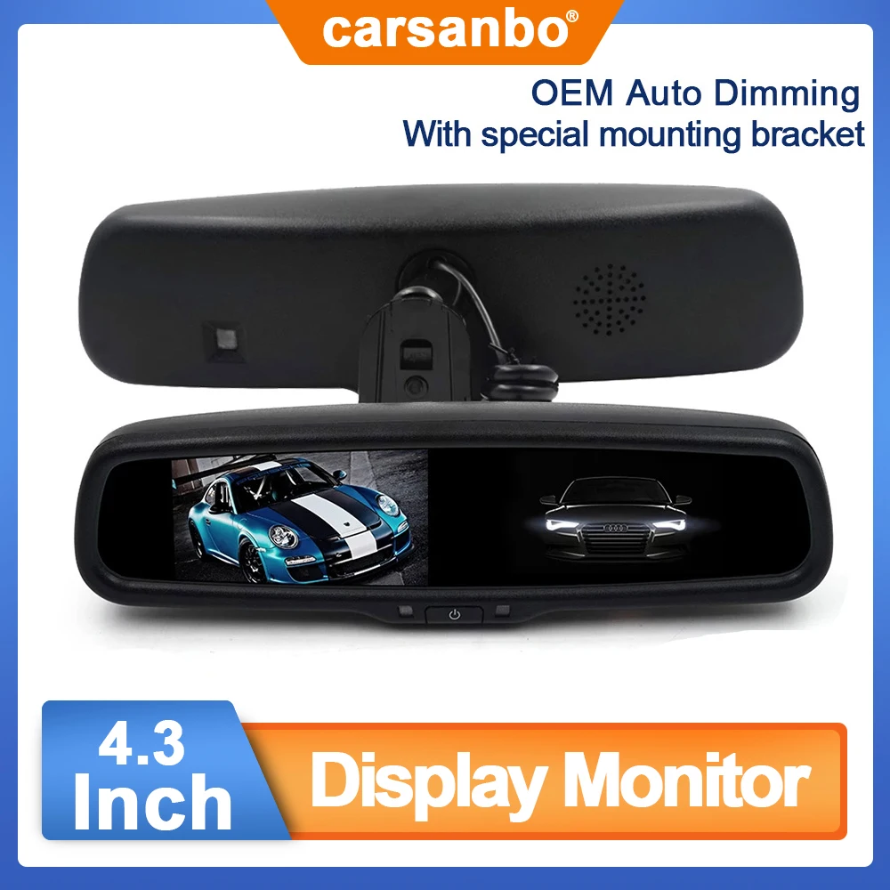 

Carsanbo 4.3 Inch Car Rear View Miirror Monitor TFT LCD Screen Car Monitor Auto Dimmer Parking Assistance For Car Reverse Camera