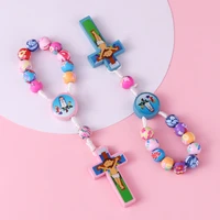 new trend graffiti resin cross bracelet kids religious christian baby bracelet banquet jewelry accessories