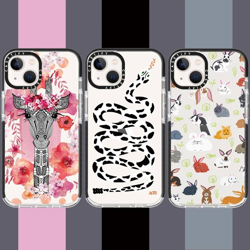 

Чехол Ins для телефона с милыми мультяшными животными, Кроликом, змеей, оленем для iPhone 11, 12, 13 Pro, XS, Max, X, XR, 7, 8 Plus, SE, противоударный мягкий чехол и...