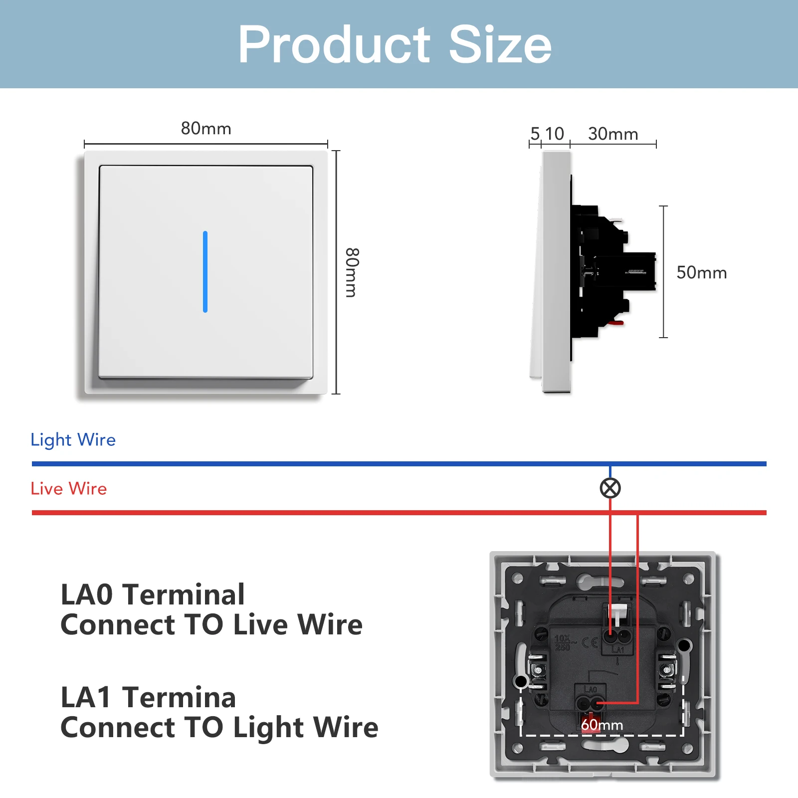 Механические кнопочные переключатели BSEED 1/2Gang 1-позиционный настенный
