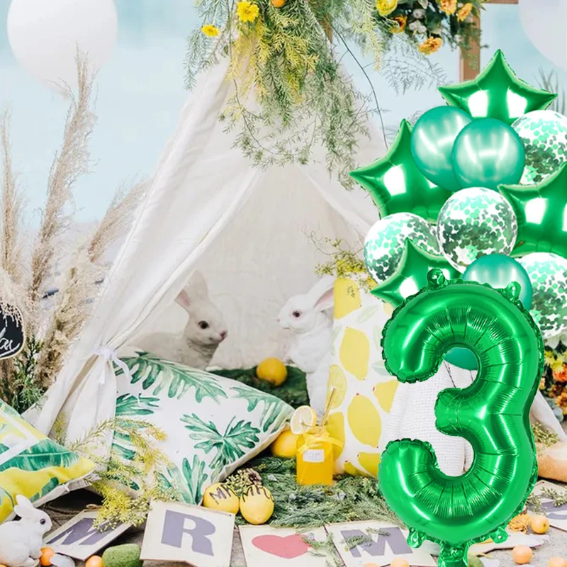 

1 piece of 16-inch American version slim green number balloons birthday decoration birthday party aluminum balloons wholesale