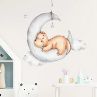 removable adhesive cartoon dinosaur on the moon cloud goodnight wall sticker for living room childrens bedroom home decoration