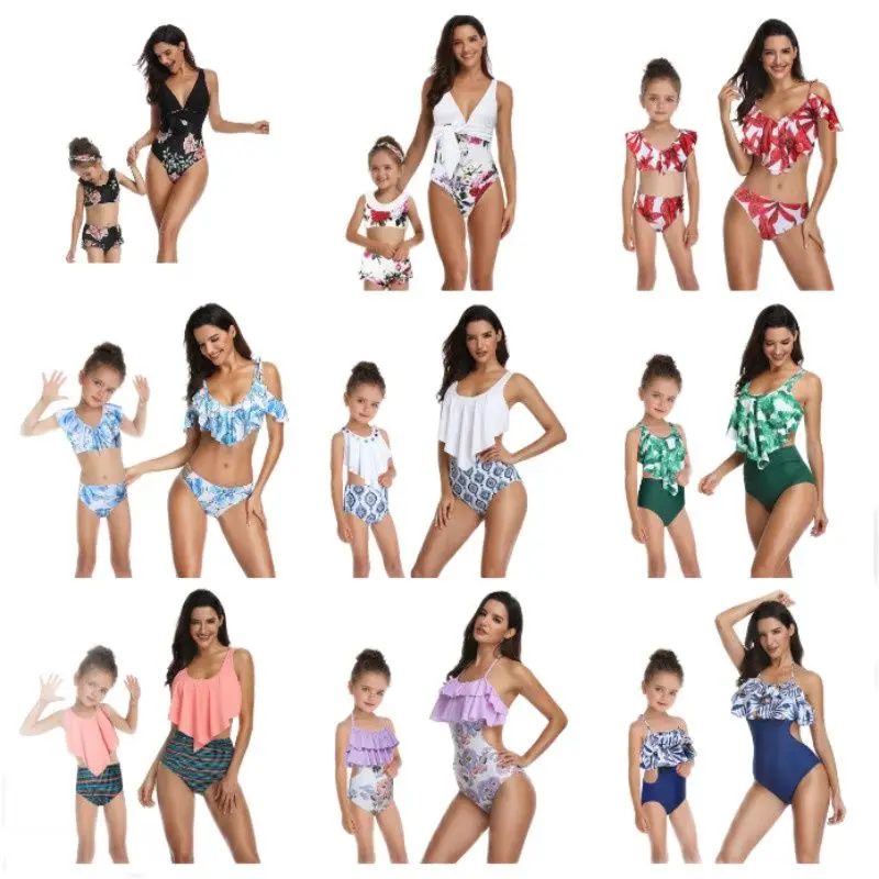 

2PS Mommy and me swimsuit Mother and Daughter Swimsuit mommy and me Swimwear Bikini 2019 Summer Family Matching Outfits Swimsuit