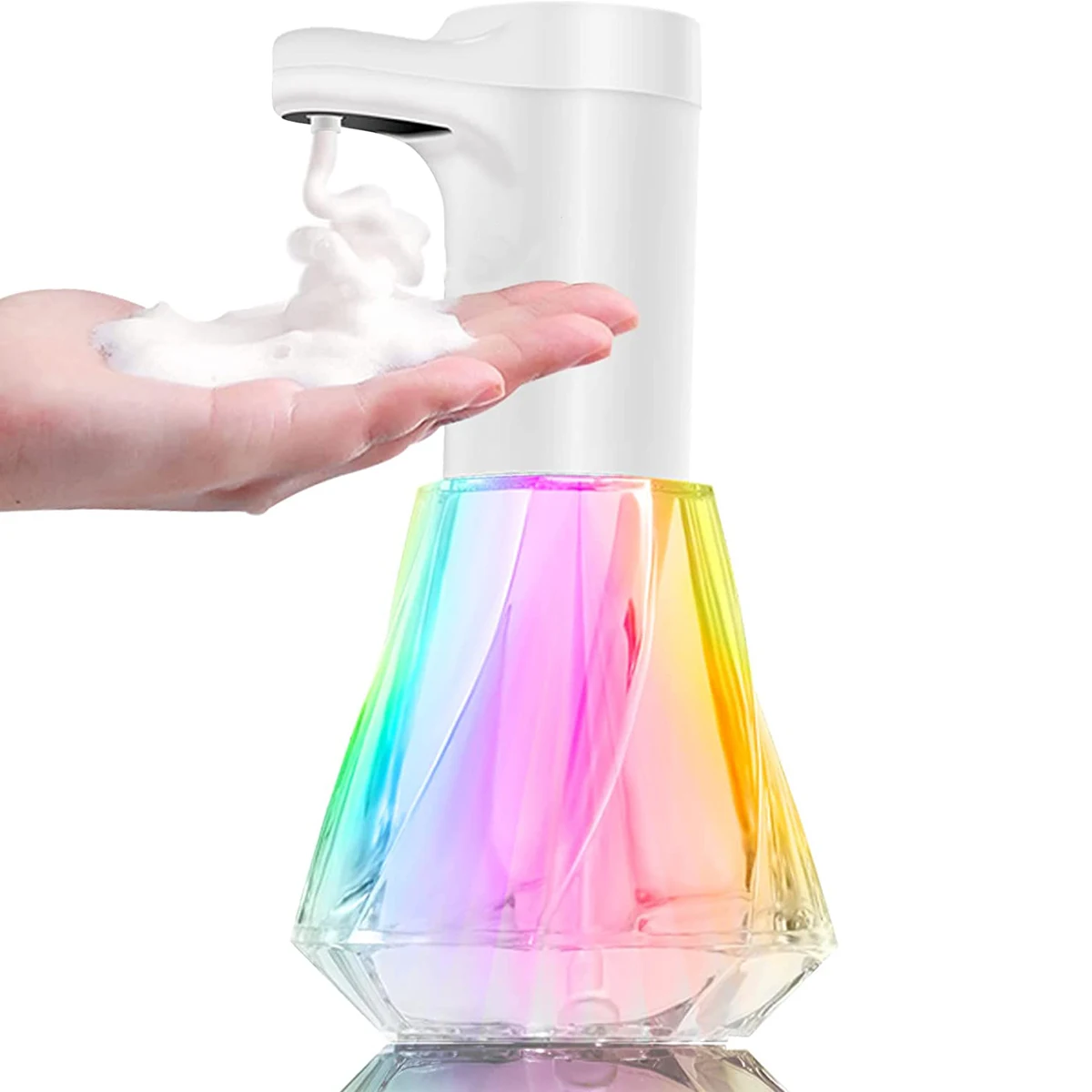 

Automatic Foaming Soap Dispenser 430ml/15.2oz Rechargeable Hand Sanitizer Dispenser with 3-Level Adjustable and 12-Color Light