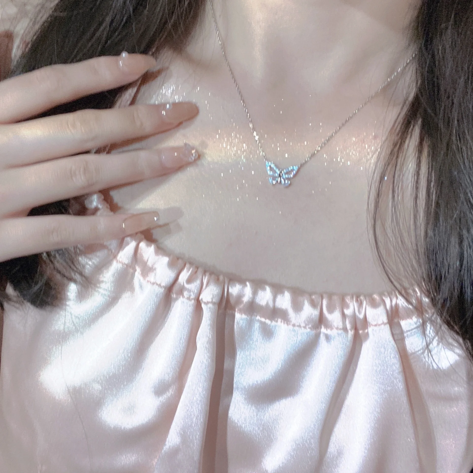 

Necklace Female Butterfly Pendant Sterling Silver Cute Style Collar Chain 2024 New Fashion Jewelry Strict Selection