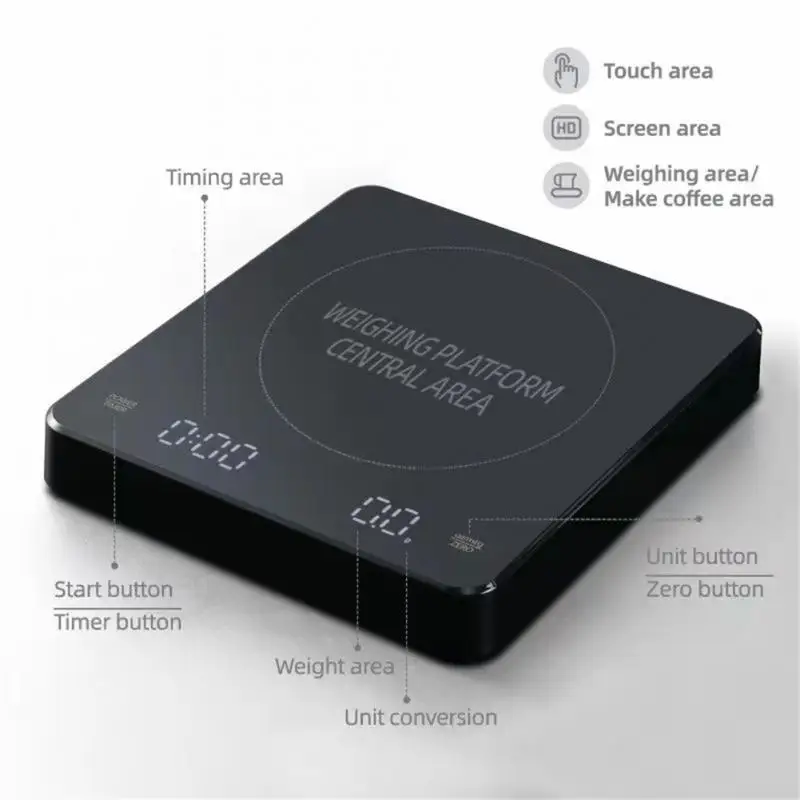 

Electronic Scale LED Digital Smart Household Coffee Scale 3kg/0.1g Electronic Scales Coffee Scale Waterproof Intelligent Coffee