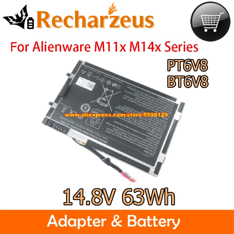Original 63Wh 14.8V Laptop Battery PT6V8 8P6X6 BT6V8 KR-08P6X6 T7YJR For Dell Alienware M11x R1 R2 R3 Series M14x Series(All)