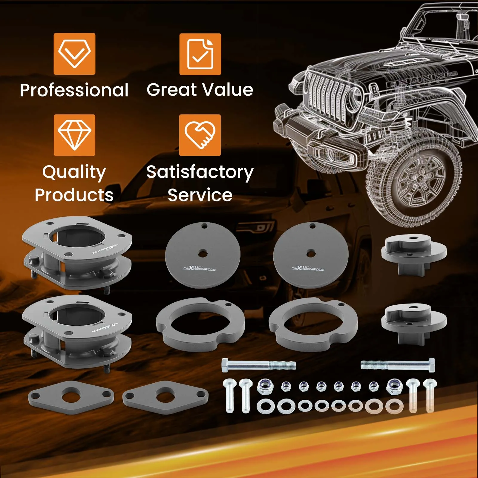 

Полный выравнивающий подъемный комплект 2,5 дюйма подходит для Jeep Grand Cherokee WK2 2011-2019 2020 2021 2022