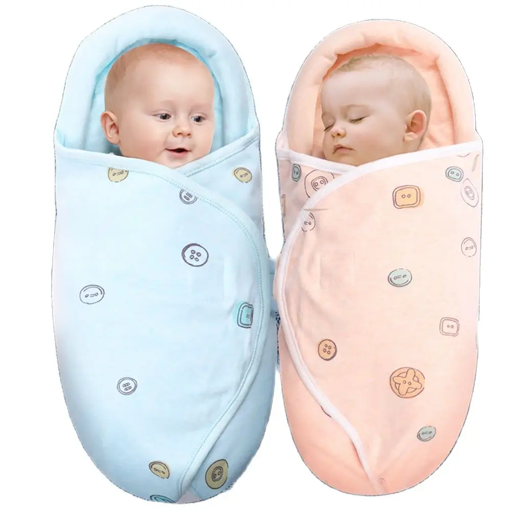 

Baby Sleeping Bag Summer Blue U-Shaped Neck Protector Newborn Wrap Swaddle Cotton Doll Design Anti-Startle Baby Sleepsack 0-6M