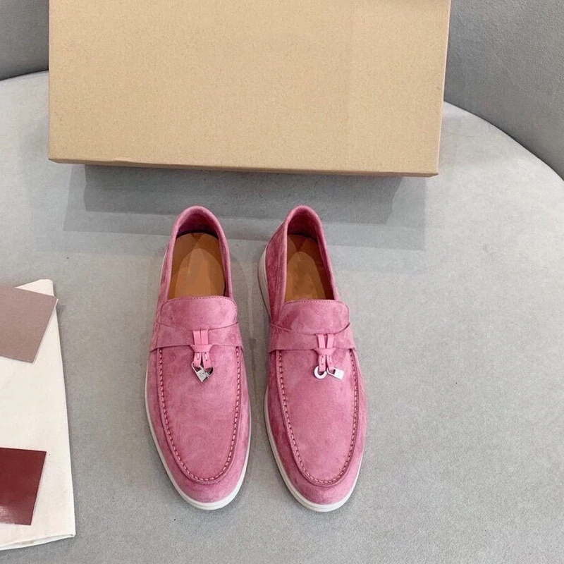 LORO Leather Loafers Shoes for Women 2023 Men Shoes Flats Designer Brand Summer Fashion Luxury Casual New In Replic Shoes