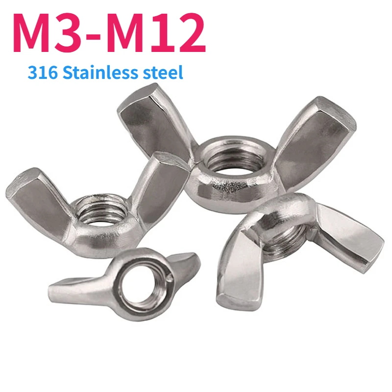 

316 Stainless Steel Butterfly Nut M3 M4 M5 M6 M8 M10 M12 Butterfly Nut Manual Fastening Nut Ram's-eye Screw Cap