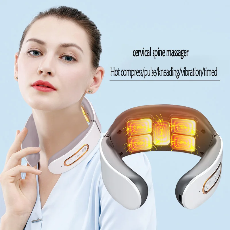 

Professional 4 Massage Heads Neck Massager Hot Compress Pulse Kneading Shoulder Massager Deep Tissue Pain Relieve Fatigue Office